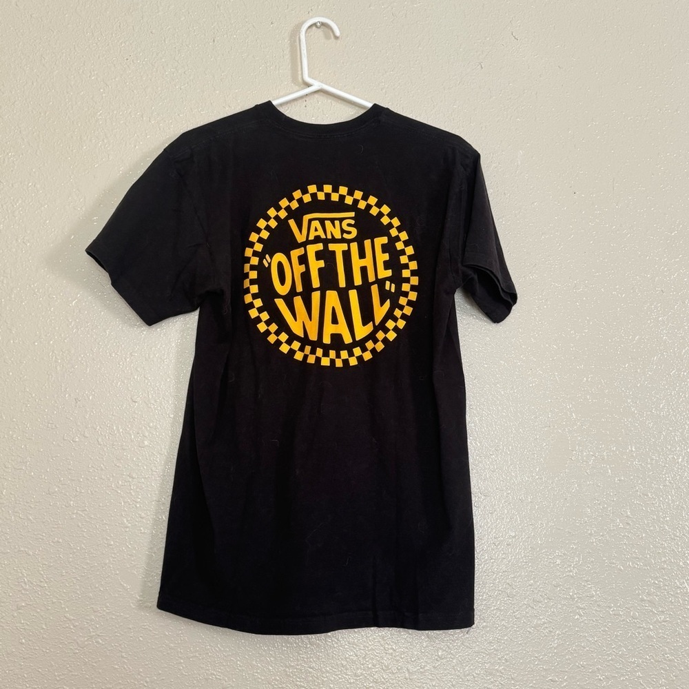 Vans Off The Wall Black And Yellow Graphic Logo Tee